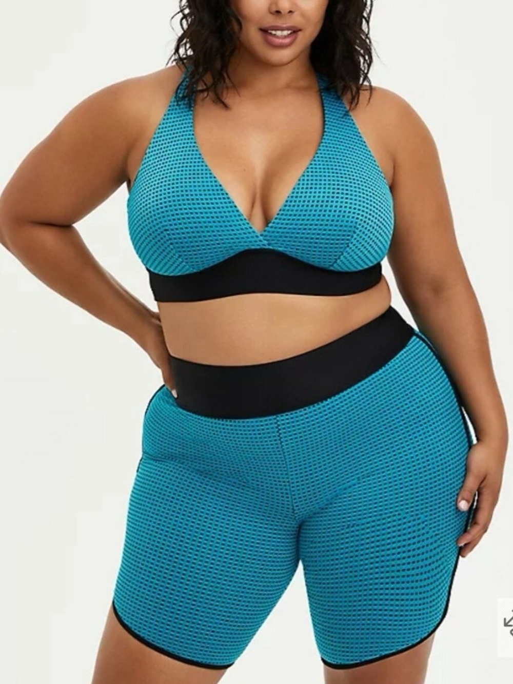 Size 2 Torrid swim teal active mesh blue bikini set